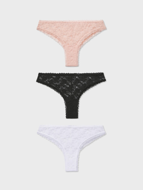 Женские трусы 3 шт. GUESS 3PACK BASIC LACE BRAZILIAN, Артикул O5RG16KC5L0, мультицвет | 4835499. Ракурс 1
