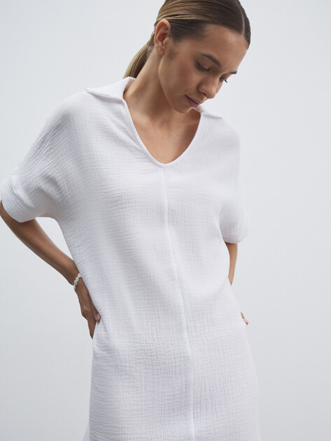 Женское платье из муслина MAISON DAVID, Артикул BLN917, белый | 4835823. Ракурс 2