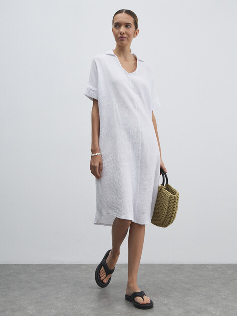 Женское платье из муслина MAISON DAVID, Артикул BLN917, белый | 4835823. Ракурс 5