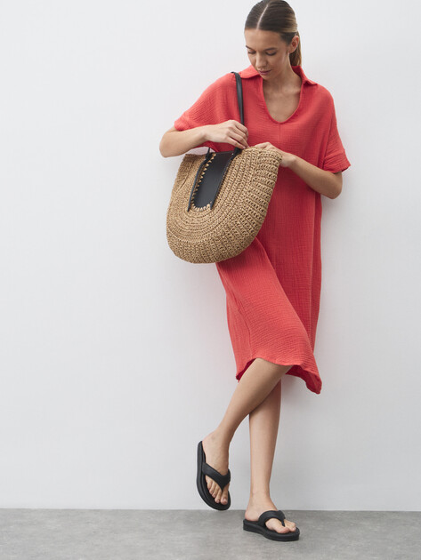 Женское платье из муслина MAISON DAVID, Артикул BLN917, морковный | 4835825. Ракурс 2