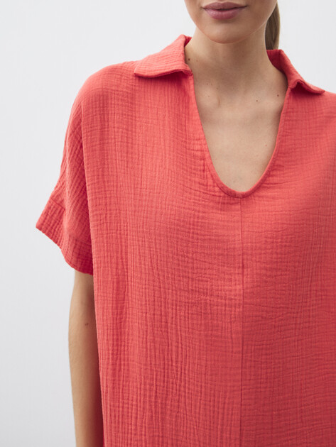 Женское платье из муслина MAISON DAVID, Артикул BLN917, морковный | 4835825. Ракурс 3