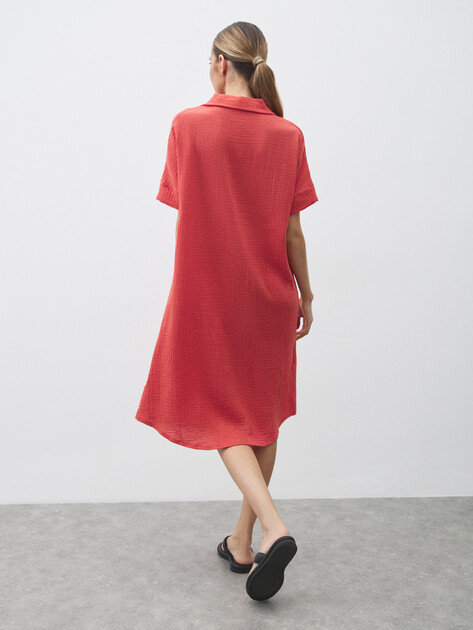 Женское платье из муслина MAISON DAVID, Артикул BLN917, морковный | 4835825. Ракурс 4