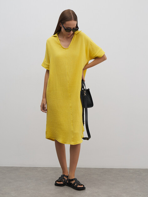 Женское платье из муслина MAISON DAVID, Артикул BLN917, лимонный | 4835828. Ракурс 2