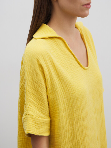 Женское платье из муслина MAISON DAVID, Артикул BLN917, лимонный | 4835828. Ракурс 3