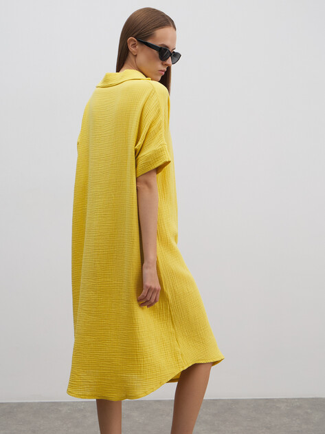 Женское платье из муслина MAISON DAVID, Артикул BLN917, лимонный | 4835828. Ракурс 4