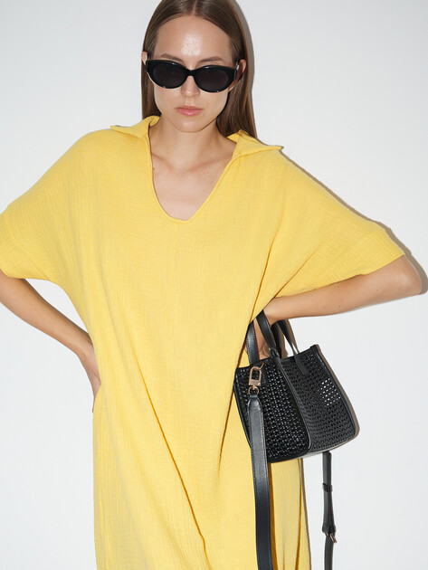 Женское платье из муслина MAISON DAVID, Артикул BLN917, лимонный | 4835828. Ракурс 5