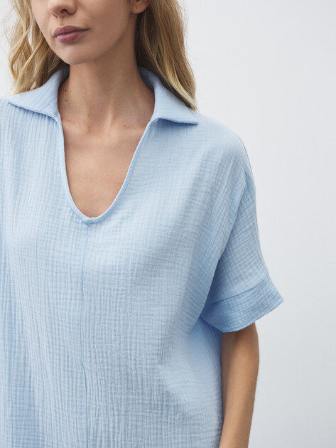 Женское платье из муслина MAISON DAVID, Артикул BLN917, светло-голубой | 4835834. Ракурс 3