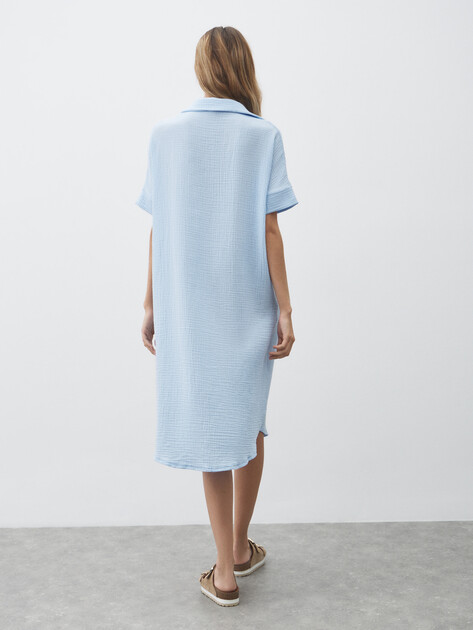 Женское платье из муслина MAISON DAVID, Артикул BLN917, светло-голубой | 4835834. Ракурс 4