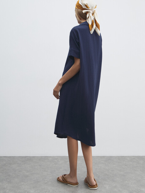 Женское платье из муслина MAISON DAVID, Артикул BLN917, серовато-синий | 4835836. Ракурс 4