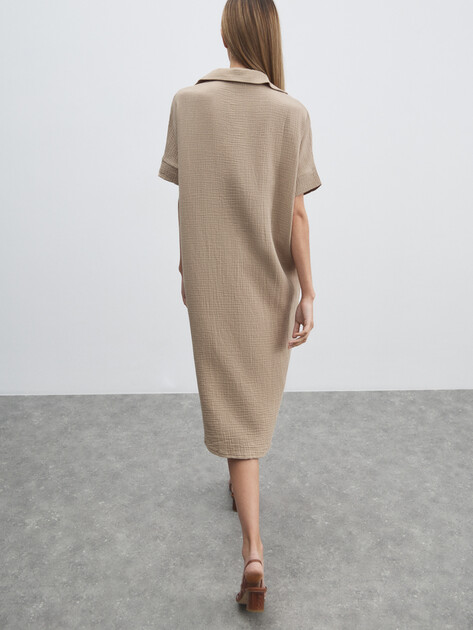 Женское платье из муслина MAISON DAVID, Артикул BLN917, серовато-бежевый | 4835837. Ракурс 4