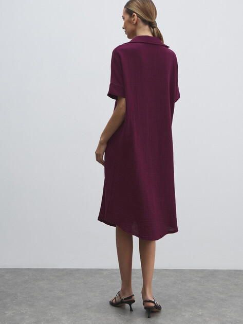 Женское платье из муслина MAISON DAVID, Артикул BLN917, бордово-фиолетовый | 4835838. Ракурс 4