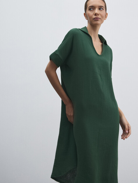 Женское платье из муслина MAISON DAVID, Артикул BLN917, зеленый | 4835844. Ракурс 2