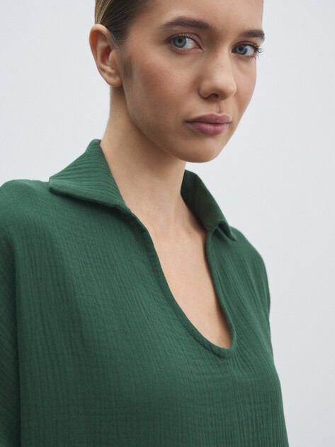 Женское платье из муслина MAISON DAVID, Артикул BLN917, зеленый | 4835844. Ракурс 3