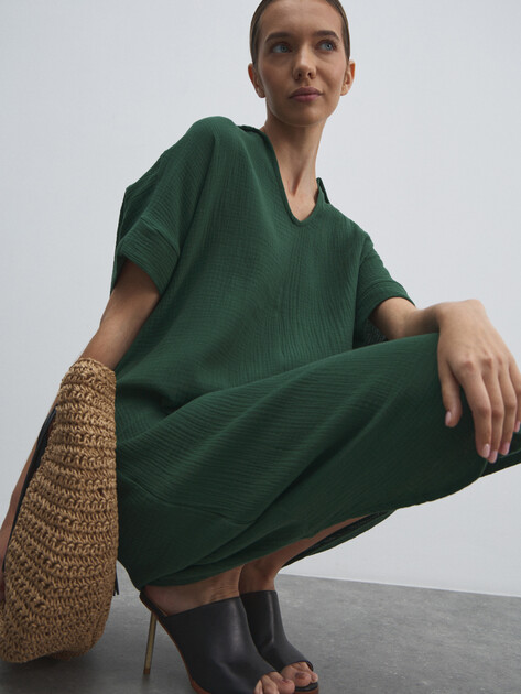 Женское платье из муслина MAISON DAVID, Артикул BLN917, зеленый | 4835844. Ракурс 5