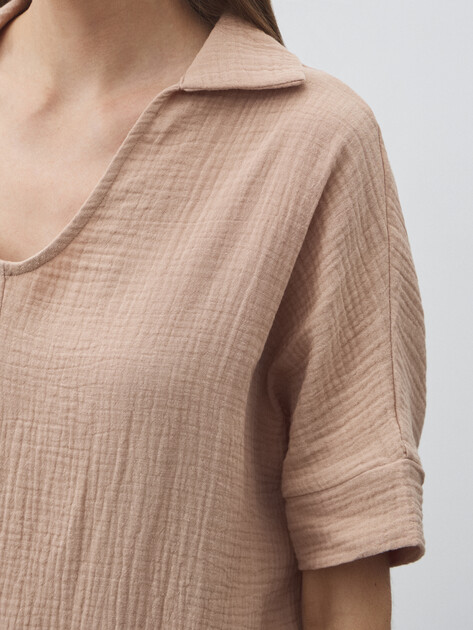 Женское платье из муслина MAISON DAVID, Артикул BLN917, темно-бежевый | 4835846. Ракурс 3