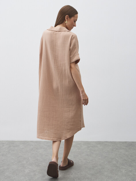 Женское платье из муслина MAISON DAVID, Артикул BLN917, темно-бежевый | 4835846. Ракурс 4