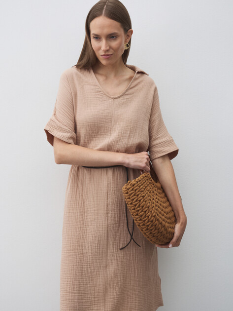 Женское платье из муслина MAISON DAVID, Артикул BLN917, темно-бежевый | 4835846. Ракурс 5
