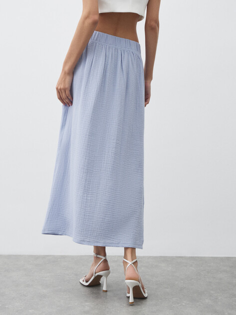 Юбка миди из муслина MAISON DAVID, Артикул BLN918, небесно-голубой | 4835979. Ракурс 4