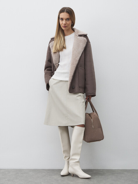 Юбка мини MAISON DAVID, Артикул NINA_DR, серо-бежевый | 4840603. Ракурс 2