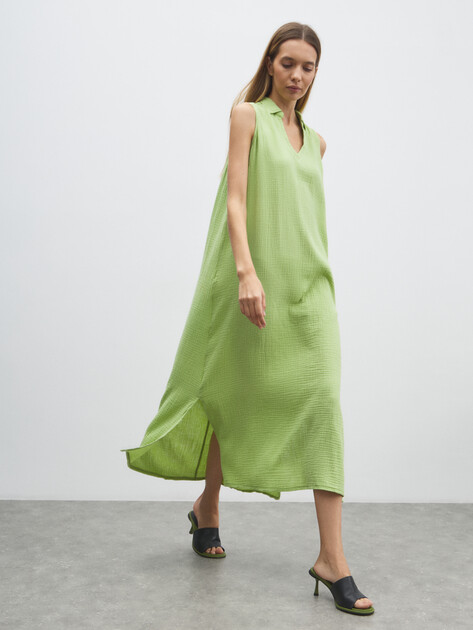 Женское платье из муслина MAISON DAVID, Артикул DRESS-2C, светло-зеленый | 4842029. Ракурс 2