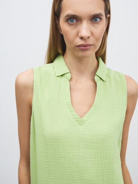 Женское платье из муслина MAISON DAVID, Артикул DRESS-2C, светло-зеленый | 4842029. Ракурс 3