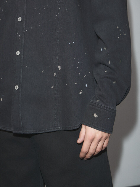 Мужская рубашка MM6 MAISON MARGIELA Long-sleeved Shirt, Артикул SH2DT0021, темно-серый | 4853148. Ракурс 3 Мужская рубашка MM6 MAISON MARGIELA Long-sleeved Shirt, Артикул SH2DT0021, темно-серый | 4853148. Ракурс 3