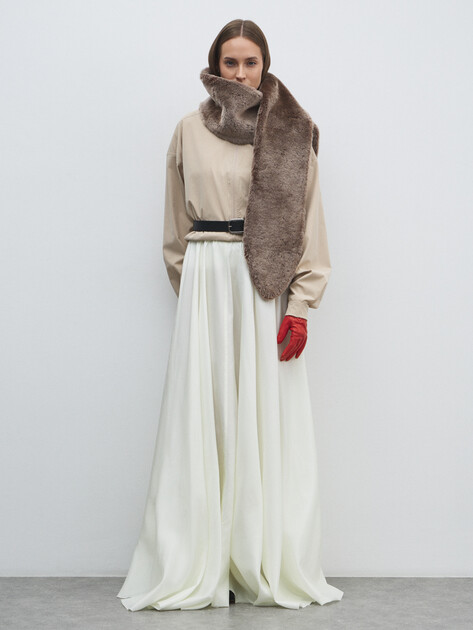 Юбка макси MM6 MAISON MARGIELA, Артикул S62MI0029, молочно-белый | 4854051. Ракурс 2