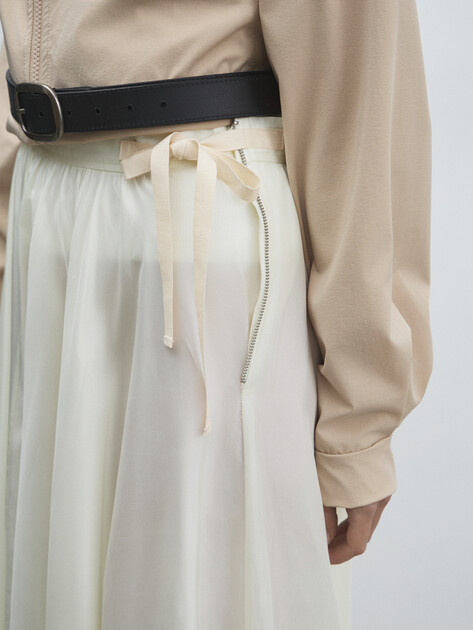 Юбка макси MM6 MAISON MARGIELA, Артикул S62MI0029, молочно-белый | 4854051. Ракурс 3