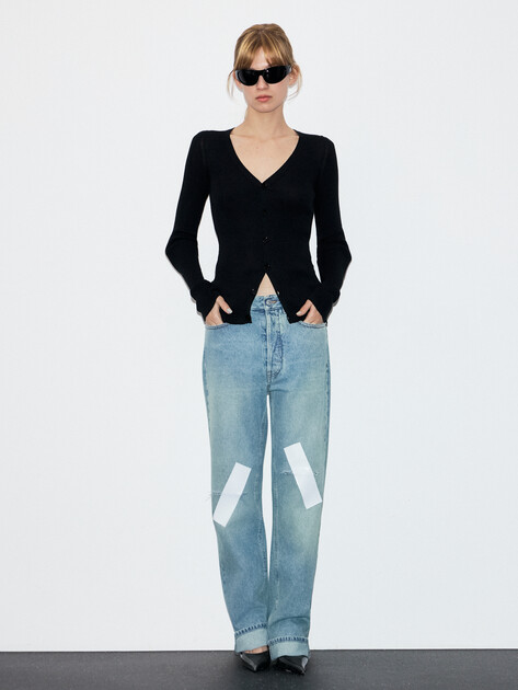 Женский кардиган MM6 MAISON MARGIELA Cardigan, Артикул S62HP0029, черный | 4854085. Ракурс 5