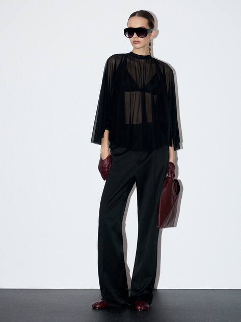 Женская блузка MM6 MAISON MARGIELA, Артикул S62NH0038, черный | 4854235. Ракурс 2