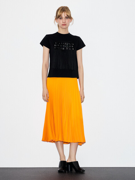 Юбка  миди MM6 MAISON MARGIELA, Артикул S52MA0196, апельсиновый | 4854445. Ракурс 2
