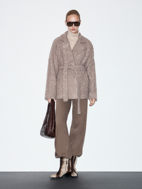 Женское полупальто MAISON DAVID, Артикул LOURDES_ALPACO, бежево-серый | 4855393. Ракурс 2