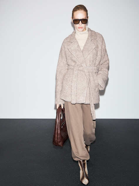 Женское полупальто MAISON DAVID, Артикул LOURDES_ALPACO, бежево-серый | 4855393. Ракурс 5