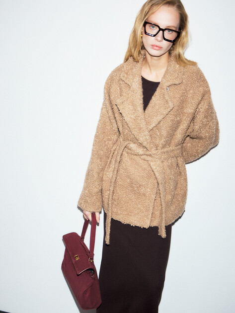 Женское полупальто MAISON DAVID, Артикул LOURDES_ALPACO, бежевый | 4855433. Ракурс 6