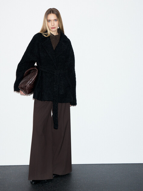 Женское полупальто MAISON DAVID, Артикул LOURDES_ALPACO, черный | 4855440. Ракурс 2