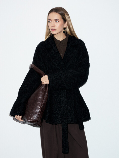 Женское полупальто MAISON DAVID, Артикул LOURDES_ALPACO, черный | 4855440. Ракурс 5