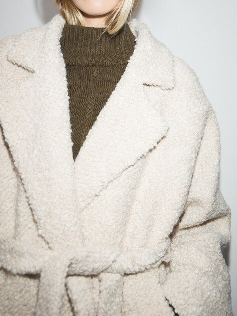 Женское полупальто MAISON DAVID, Артикул LOURDES_ALPACO, молочно-бежевый | 4855447. Ракурс 3
