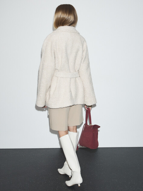 Женское полупальто MAISON DAVID, Артикул LOURDES_ALPACO, молочно-бежевый | 4855447. Ракурс 4