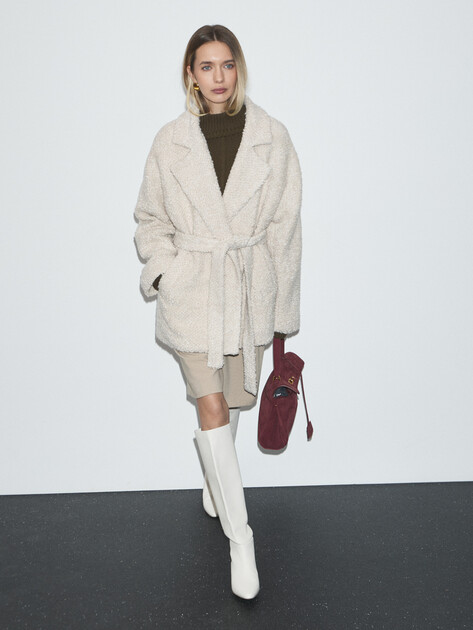 Женское полупальто MAISON DAVID, Артикул LOURDES_ALPACO, молочно-бежевый | 4855447. Ракурс 5