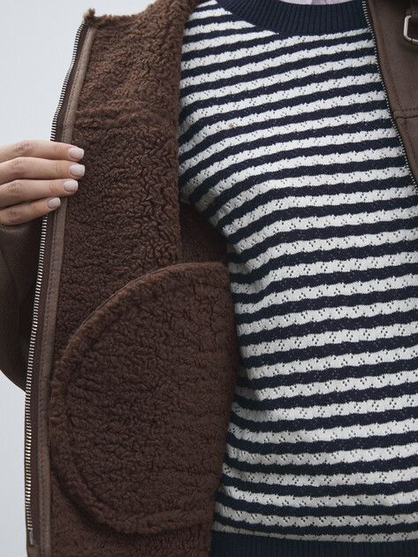 Женская дубленка  MAISON DAVID, Артикул NEVA_SDF_L, коричневый | 4856463. Ракурс 6