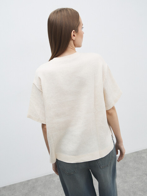 Женская футболка MAISON DAVID, Артикул KF042, светло-бежевый | 4856542. Ракурс 4