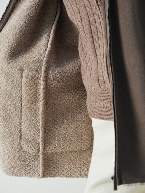 Женская дубленка  MAISON DAVID, Артикул ODRI_SDF-S, коричнево-серый | 4858103. Ракурс 6
