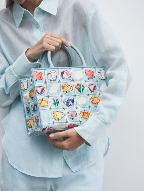 Женский тоут FURLA, Артикул FURLA OPPORTUNITY S TOTE, голубой | 4858842. Ракурс 5