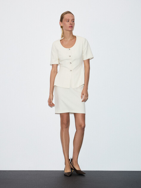 Юбка мини LUMIQUE, Артикул l0046, молочно-бежевый | 4863837. Ракурс 2