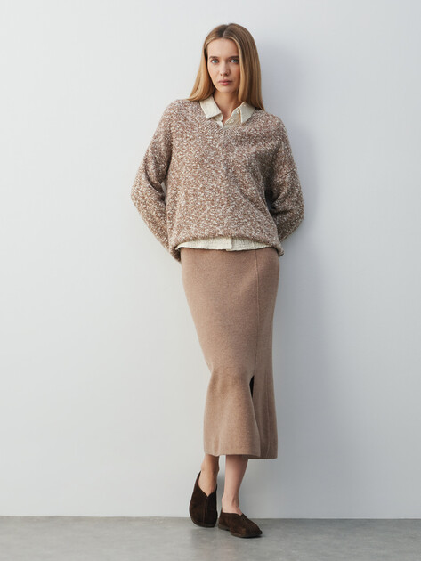 Юбка  миди MAISON DAVID, Артикул ML-KN125002, темно-бежевый | 4871925. Ракурс 2