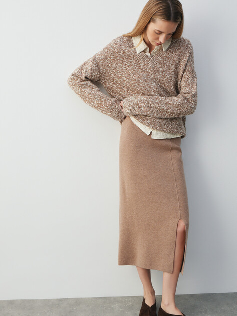 Юбка  миди MAISON DAVID, Артикул ML-KN125002, темно-бежевый | 4871925. Ракурс 5