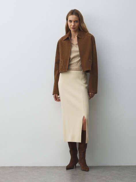 Юбка  миди MAISON DAVID, Артикул ML-KN125002, молочно-бежевый | 4871932. Ракурс 2