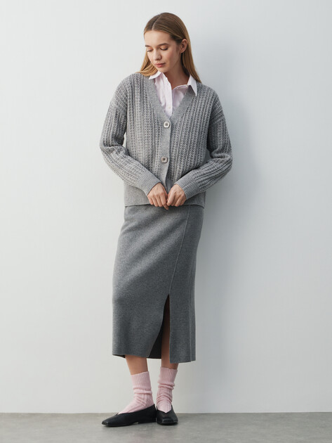 Юбка миди MAISON DAVID, Артикул ML-KN125002, серый | 4871946. Ракурс 2 Юбка миди MAISON DAVID, Артикул ML-KN125002, серый | 4871946. Ракурс 2