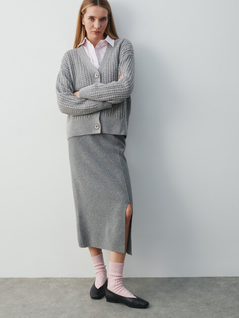 Юбка миди MAISON DAVID, Артикул ML-KN125002, серый | 4871946. Ракурс 5 Юбка миди MAISON DAVID, Артикул ML-KN125002, серый | 4871946. Ракурс 5