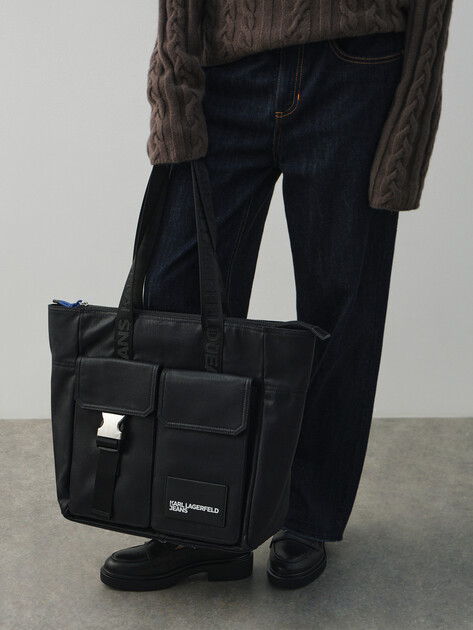 Женский тоут KARL LAGERFELD JEANS klj utility coated dnm tote, Артикул A3W30224, черный | 4874617. Ракурс 5